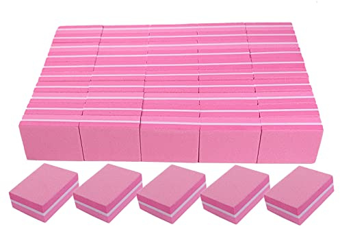 Nail Buffers (50 Pack), Mini Buffer Block Nail File for Acrylic Nails and Natural Nails, 100/180 Grit Nail Buffer Block Bulk Buffing Blocks for Nail Buff Professional Manicure File Blocks Set Pink