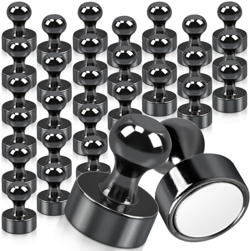 FPMYB 30 Stück Starke Magnete Schwarz 12 X 16mm, Neodym Mini Magnete für Magnettafel, Kühlschrank, Pinnwand, Kegelmagnete, Whiteboard, Büro