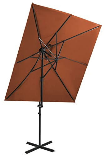 CBLDF Ampelschirm mit Doppeldeckel Terracotta 250x250cm