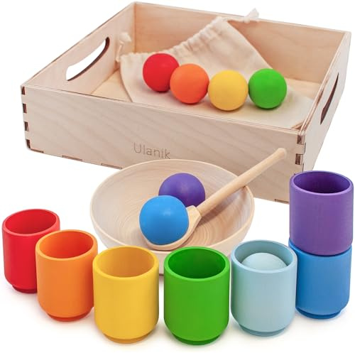Ulanik Bollar i Koppar Regnbåge Montessori Leksak från 1 År