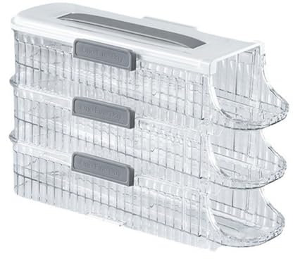Sunmeit Eierhalter für KüHlschrank, Automatisch Rollender Eier-Organizer, 3-Lagig Gestapelte Eierablage, KüHlschrank-Eier-AufbewahrungsbehäLter, 21 Eier