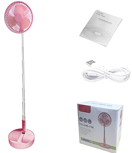 CHNNO1 Portable fan mini folding retractable floor USB charging multifunctional home bedroom desktop fan cooling pink 3600mAh