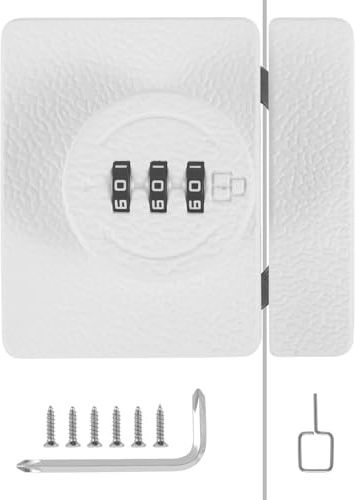 Loquet de sécurité avec serrure à combinaison à 3 chiffres - Rotation à 360° - Pour armoires en bois, tiroirs, armoires, casiers, coffres-forts - Caisses pour animaux de compagnie - Blanc
