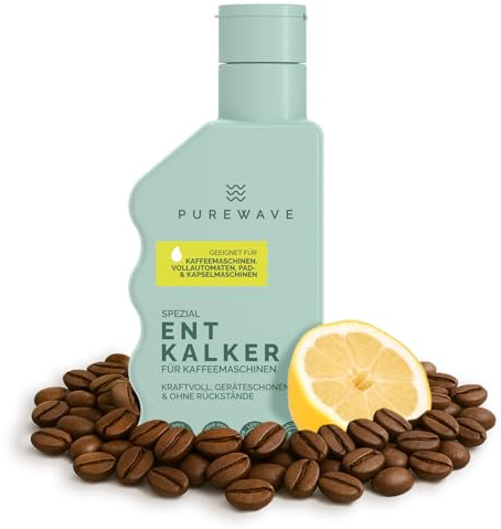 PUREWAVE Spezialentkalker für Kaffeemaschinen – Natürlicher Entkalker für effektive Entkalkung, Vegan, Verlängert die Lebensdauer Ihrer Maschine, Für alle Kaffeemaschinen geeigne (1 Pack)