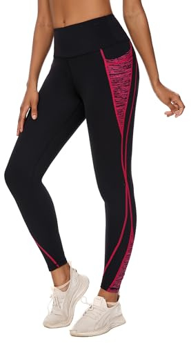 Rexspek Sport Leggings Damen mit Tasche,Sporthose Damen High Waist Laufhose Damen lang Fitnesshose M