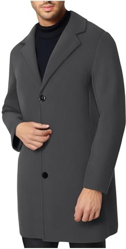 UHouse Herren Mantel Wolle Lang Herbst Wollmantel Slim Fit Wintermantel Blitzangebote Business Trenchcoat Freizeit Herren-Mäntel Stehkragen Übergangsmantel Große Größen Dunkelgrau XL