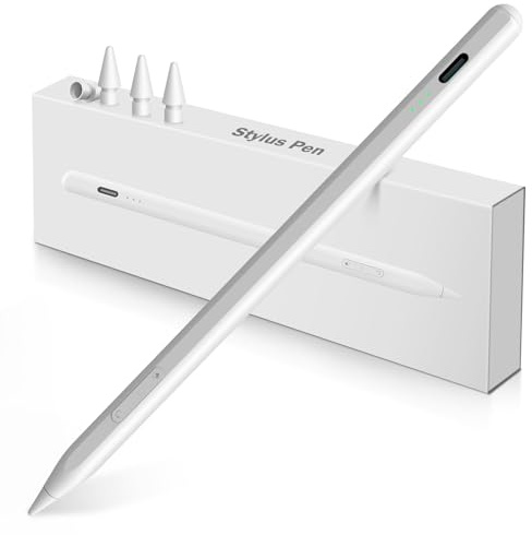 Stift für iPad 2018-2024 Mit Neuer Funktionstaste für Einfacheres Schreiben, Schnellladefunktion, Kompatibel mit Apple iPad Pro 12.9''/11''/13''/M4, 10/9/8/7/6. Gen, Air 3/4/5/M2, Mini 6/5/7