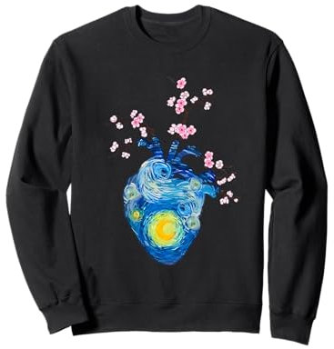 Cœur anatomique en fleur de cerisier Van Gogh Love Sweatshirt