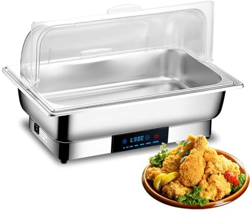 Electric Chafing Dish Buffet Set, Stainless Steel Buffet Servers and Warmers with 35~90°C Adjustable, Food Heating Stove with Transparent Flip Lid, for Restaurant Catering Parties 13.5L 1/1 Pan