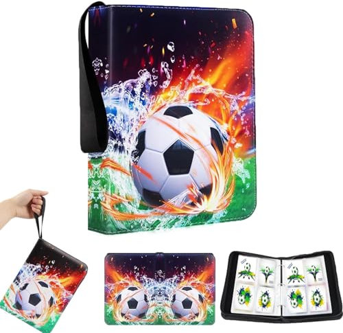 Porte Carte à Collectionner,Album Photo de Cartes à Collectionner de Football,50 Pages 400 Album Classeur Carte Football,Album de cartes de Football avec fermeture éclair