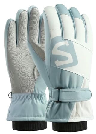 CMZYBBD Winter Fahrradhandschuhe Winter Skihandschuhe Für Frauen - Touchscreen wasserdichte Fahrradhandschuhe Mit Samtfutter Zum Schutz des Kaltwetters-blau-Frauen-eine Größe