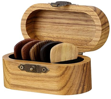 Plektrum-Ständer – Gitarren-Plektrum-Halter aus , ovaler Ukulele-Plektrum-Halter | 8 cm tragbare Plektrum-Aufbewahrungsbox, multifunktionale Tasche für Plektren, Holzfarbe, Se référer au