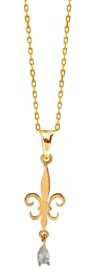 TALISMAN JEWELLERY Pendentif en plaqué or 3 microns 18 carats et zircon blanc - Fleur de lys (11 mm x 32 mm), 11 MM x 32 MM, Zircone cubique Plaqué or Zircone cubique, Non applicable