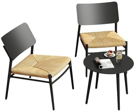 SDHYL Bistro-Set 3-teilig Aluminium Balkonmöbel-Set, PE Rattan, Ladung 150 kg, Geeignet für Innenhöfe, Gärten und Balkone, Schwarz