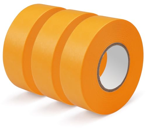 Goldband Klebeband,3 Rollen 24 mm x 50 m Abdeckband Maler,Painters Tape,Keine Rückstände, Leckagesicherung, Klebeband Maler Malerarbeiten,Kreppklebeband für Renovierung, Malerei, Heimwerken