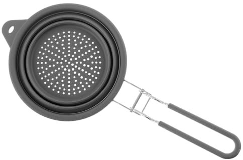 Werwing Scolapasta pieghevole in silicone con manico pieghevole, salvaspazio, per pasta, verdure, frutta, lavabile in lavastoviglie e resistente al calore, per casa, camper, campeggio