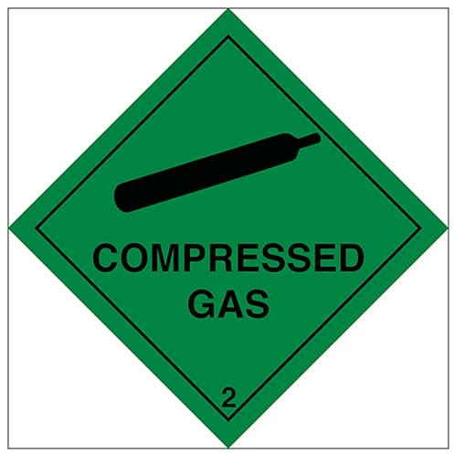 V Safety Compressed Gas 200 x 200 mm - 2mm Rigid Plastic Safety Sign