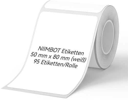 NIIMBOT Thermo Etiketten Selbstklebend, B1/B21/B3S Etikettenband Papier für Schule, Zuhause, Büro, Kleine Unternehmen (Weiß-Rechteck-50 x 80mm)