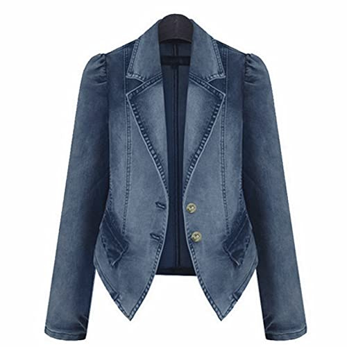 FUPODD Jeansjacke Damen Kurz Übergangsjacke Damen Jeans Jacke Button Down Jeansjacken Mit Taschen Damenjacken Denim Schick Mantel Oversize Jean Jacken Winter Freizeitjacke Langarm Herbstjacke Frauen
