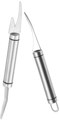 Écailleur de Poisson en Acier Inoxydable 2 Pièces Portable pour Crevettes | Usage Domestique, Prise Ergonomique, Sécurité D’utilisation, Finition Argentée, Outil Compact, Lot de Deux Style Aléatoire