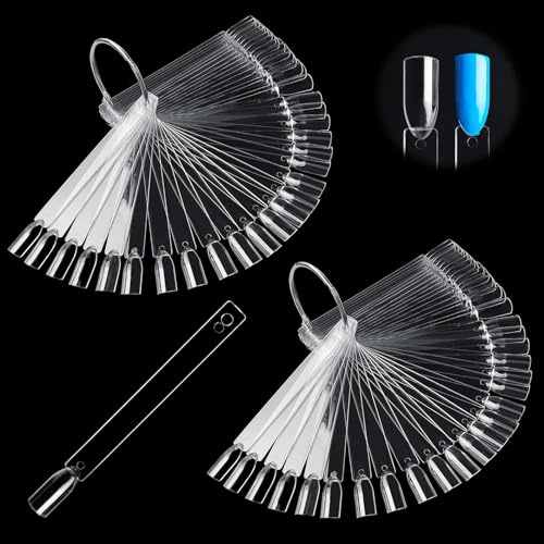 Henyall 100Pcs Clear Nail Swatch Sticks, Nail Polish Swatch Stick for Nail Art Design, Professional Practice Nail Tips & Samples,Nail Art Display Tools for Nail Tech Essentials & Nail Salon (Square)