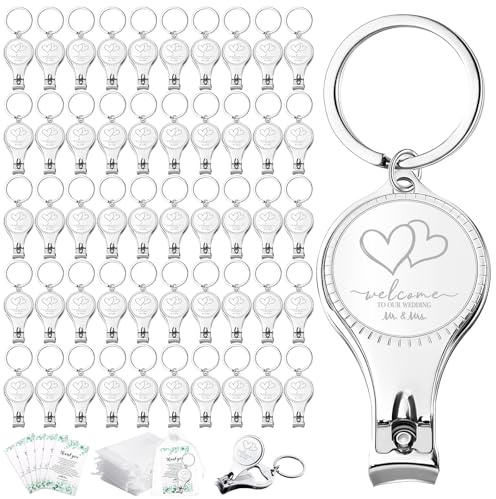 50 Stück 4-in-1-Multifunktions-Flaschenöffner, Hochzeit Gastgeschenke Set, Multifunktionaler Flaschenöffner und Nagelknipser mit Dankeskarten und Organzabeuteln, Andenken für Hochzeiten und Partys