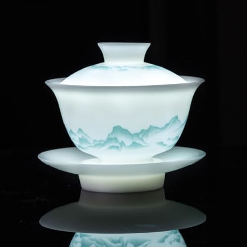 LEEDJUINE Service à thé en porcelaine blanche Gaiwan - 165 ml