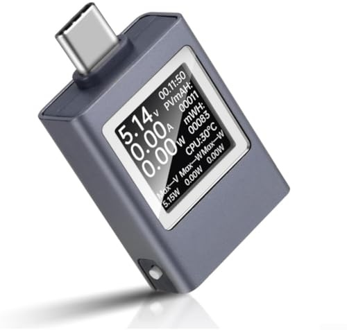 USB Voltage Current Power Meter Tester 4 550V with Power Off Memory and Idle Current Extinguish Function Suitable for Laptops Mobile Phones and Batteries (black white screen)
