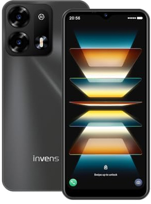 invens NOTE TK02 Android 14 Smartphone, 6.52 HD+ Display, (4+8) GB RAM 128GB ROM, 4500mAh Battery, 16+8MP Camera, Dual SIM, Face ID/GPS, 4G Unlocked Mobile Phone, Black