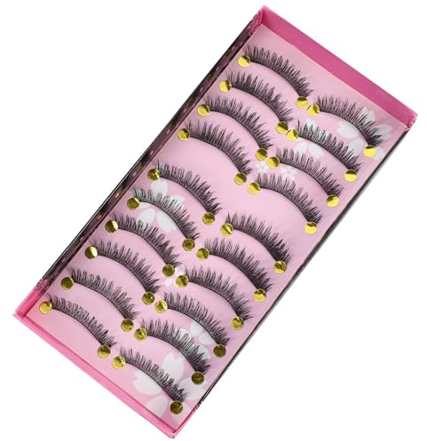 ULTECHNOVO 10 Pairs False Eyelashes, Faux Lashes, Artificial Fiber, Black, Easy to Apply, Not Easy to Shed Hair, for Daily Makeup and Parties