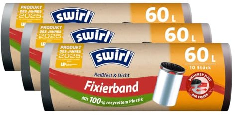 3x Swirl Fixierband Müllbeutel 60L (10 stk./Rolle)