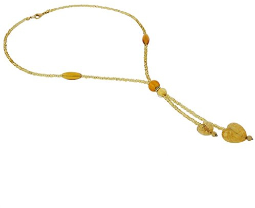 Glass Of Venice Collier Cravate Coeur Murano - Cognac et Or