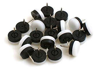 Design61 20 Möbelgleiter Stuhlgleiter Stuhlbeingleiter Gleiter Bodenschutz Ø20 mm mit Nagel weiß-schwarz