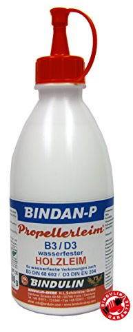 BINDAN-P HOLZLEIM 280 Gramm Propellerleim wasserfest für Holz - zertifiziert für Kinderspielzeug ohne Lösungsmittel formaldehydfrei B 3-Leim/DIN 68 602 Spielzeug Basteln Spanlatte Laminat