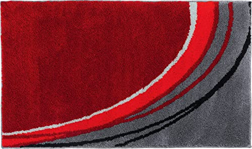 Erwin Müller Badematte Mykonos, Badteppich, Badvorleger rutschhemmend rot Größe 60x100 cm - kuscheliger Hochflor, für Fußbodenheizung geeignet (weitere Farben, Größen)