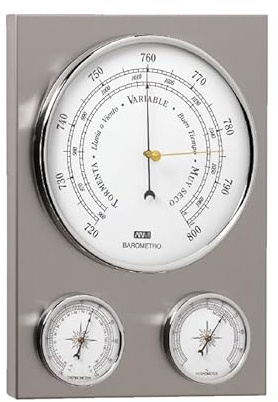 Montre station météo extérieure, baromètre et station météo, avec hygromètre, baromètre, thermomètre 23 cm. Décoration nautique fabriquée