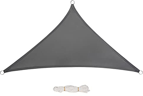 WOLTU Solsegel, trekantigt 3,6 x 3,6 x 5,1 m, grått, vattenavvisande solskydd i polyester, vindskydd med UV-skydd, för trädgård, terrass, camping