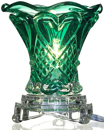 TVaromatics Teal Flared Glass Electric Aroma Lamp Oil and Wax Tart Warmer