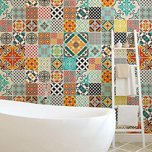 Ambiance Stickers Muraux Carrelage Adhésif, Batista, Lot de 60, 20x20 cm | Crédence adhésive pour cuisine, anti-rayure, carrelage adhésif mural cuisine, vinyle adhésif, stickers muraux cuisine, ciment