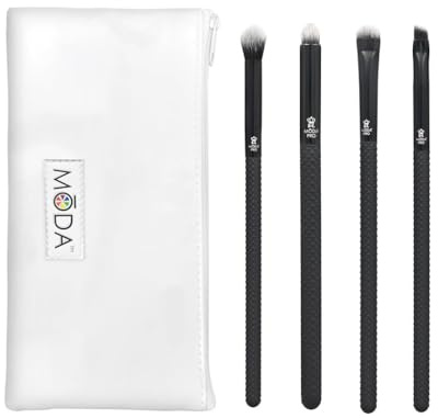 Moda Royal & Langnickel - Set di pennelli da trucco Pro Bold Eye, 5 pezzi, con custodia, include piega, smokey eye, smudger e lenza, colore: nero