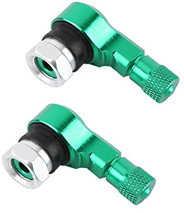 Keenso Motorrad Reifenventil, 1 Paar 11,3mm 90 Grad Universal Motorrad Aluminiumlegierung Reifenventil Ventilschaftkappen (Grün)