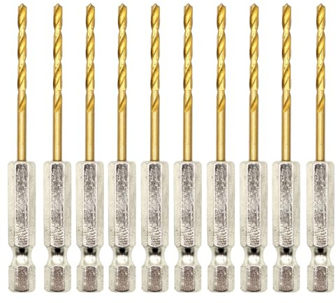 3,0 mm TITAN Bohrer mit Sechskantschaft HSS-TIN Spiralbohrer mit Bit-Aufnahme VE 10 Stück