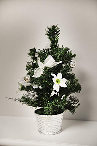 HEITMANN DECO dekorierter Weihnachtsbaum - Kleiner künstlicher Tannenbaum geschmückt - Weihnachtsdeko - Weiß, Silber