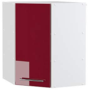 Vicco Eckhängeschrank Fame-Line, Küchen-Eckschrank, Bordeaux Hochglanz/Weiß, 57 cm
