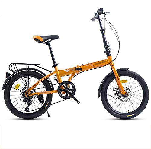 20 Zoll Faltrad Klapprad, 7 Gang Kohlenstoffstahlrahmen Fahrrad Klappfahrrad mit Komfortsattel und Ständer Gepäckträger für Herren, Damen, Mädchen, Jungen geeignet,Orange