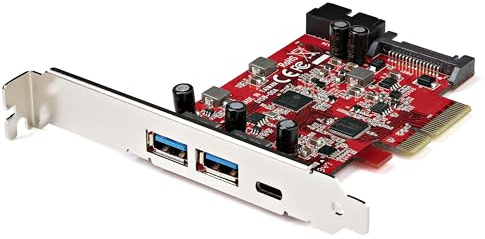 StarTech Tarjeta PCIe 5 Puertos USB 10Gbps USB-C y USB-A (PEXUSB312A1C1H) | Chipset ASMedia 3142, Compatible con UASP, Alimentación SATA suplementaria