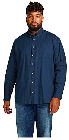 JACK & JONES Shirt L/S S21 PS Noos Camicia, Navy Blazer/Fit: Plus Size, 4XL Uomo