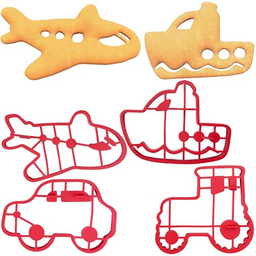 Pancake and Egg Molds- Transportation- 4 Pack (Car, Boat, Plane, Tractor) | Reusable Silicone Pan Cake Non Stick Shaper Cooking Rings, FDA Food Grade, Dishwasher Safe, Fun Kid Breakfast, Easy Use Tool