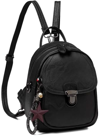 Kasgo Mini Backpack for Women, Water Resistant Small Ladies Backpack Women Leather Backpack Purse 3 Ways to Carry Rucksack Bag for Girls with Detachable Straps