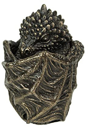 Veronese Design Baby Dragon Resin Figurine Secret Stash Box Cast Bronze Finish 3.75 Inches High